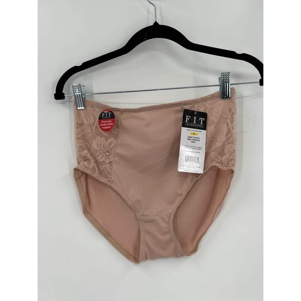 FIT Womens Size M Light Control High Waisted Brief Beige Style 176722H3-Dnb New